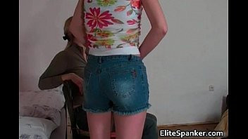 Play Sexy brunette gets her big butt spanked