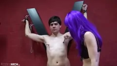 Play Domina in Leggings and Heels Punishes Slave on Saint Andrew's Cross