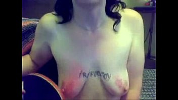 Play Stupid submissive girl self spanking saggy tits ! Amateur extreme